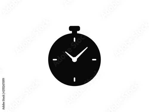 Foto Black stopwatch silhouette against a white background a simple timekeeping devic