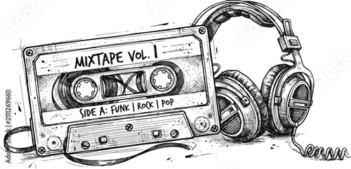 Canvastavla retro audio cassette