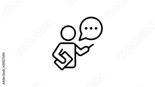 Teacher, advisor, mentor or guide animated icon. Coach, guidance, instruction, learning, tutoring education animation symbol. 4K video with alpha channel