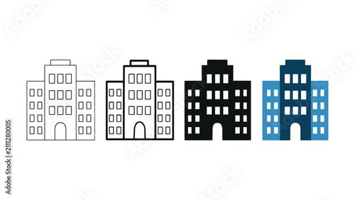 Office building icon representing business, corporate company and commercial real estate. Symbol of headquarters, enterprise, organization and urban architecture.