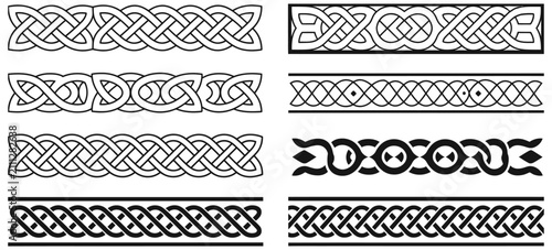 Braid Border Vector with Intricate Knot Line Patterns, Ornamental Borders, Vintage Frames and Decorative Graphic Elements