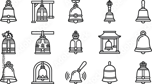 Collection of various bell illustrations.