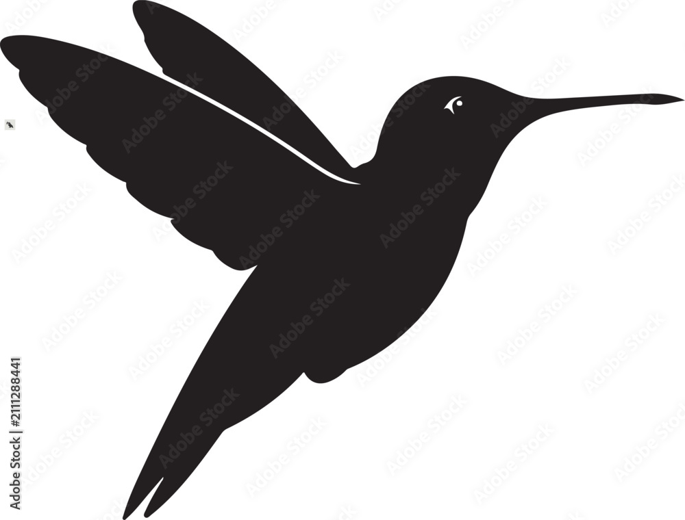 Obraz premium Hummingbird flying silhouette with spread wings vector illustration eps 10