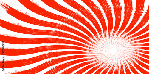 Fotografie Red Spiral Sunburst Abstract Background With Grunge Brush Stroke Radial Energy P