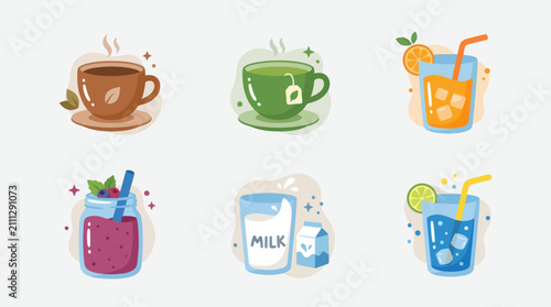 Quadro su tela Various beverages and drinks collection