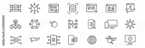 Obraz na plátně Data storage related icons set