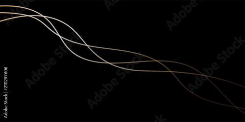 Elegant Gold Lines Wave On Black Background — Abstract Luxury Flowing Ribbon Design For Modern Projects