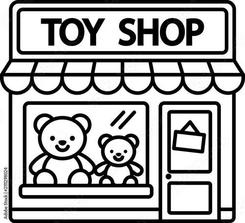 toy shop storefront teddy bears clipart vector outline