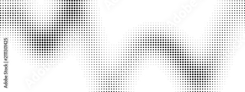 Abstract black halftone dot pattern with varying density isolated on transparent background