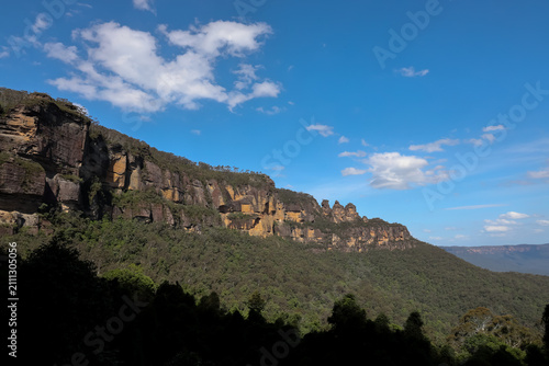 Three Sisters Rock Formation and Sandstone Cliffs Blue Mountains