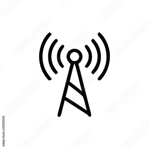 Wireless Signal Tower Outline Icon Editable Stroke Network Vector Illustration