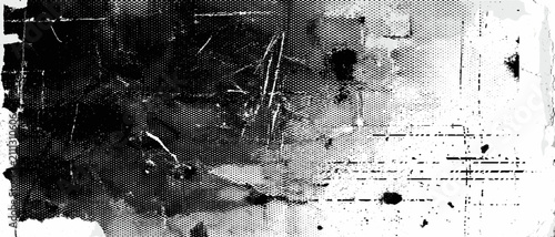 Fotografi Grunge Halftone Texture Vector Background Black White Scrapbook Overlay