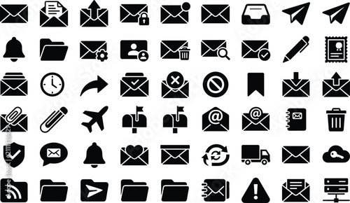 Cuadro en lienzo Comprehensive email messaging and digital communication interface solid black gl