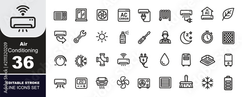 Fotografija A comprehensive collection of thirty six thin line icons representing smart home