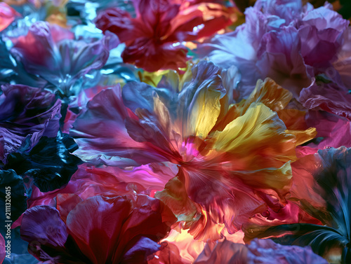 Dreamy Colorful Floral Background with Glowing Blossoms