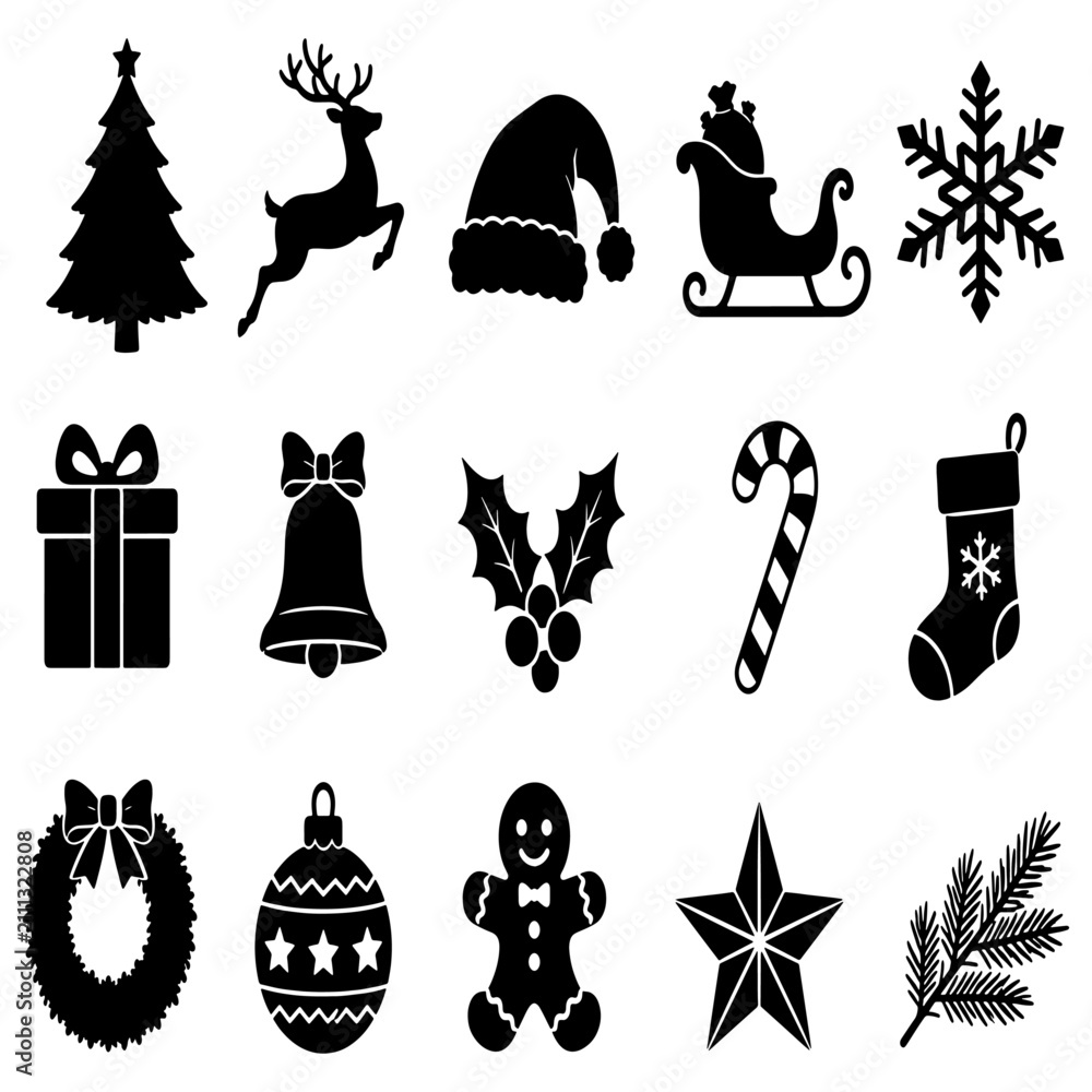 Fototapeta premium Christmas holiday icon set