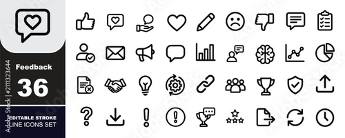 Obraz na plátne A comprehensive collection of thirty six thin line web icons representing variou