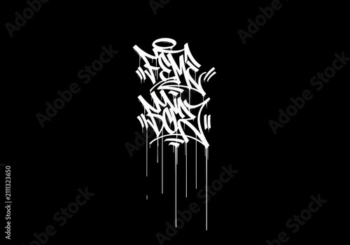 White graffiti tag with dripping effect on transparent background, street art concept for urban culture, music promotion and graphic design elements.