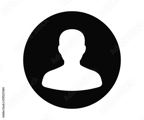 User profile avatar glyph icon inside filled black circle