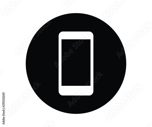Smartphone mobile phone icon inside filled black circle