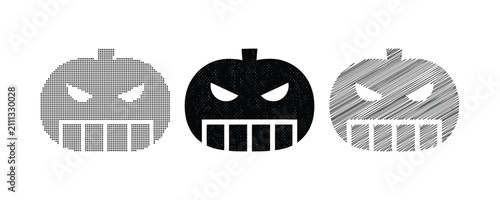 Fotografía Spooky Halloween pumpkins with menacing faces for festive designs