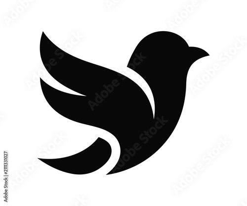 Graceful flying bird wings spread freedom silhouette icon