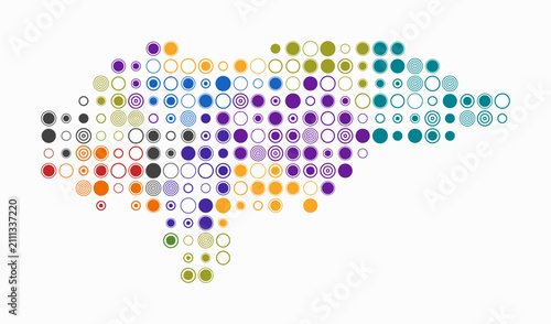Foto Honduras, shape of the country build of colored cells