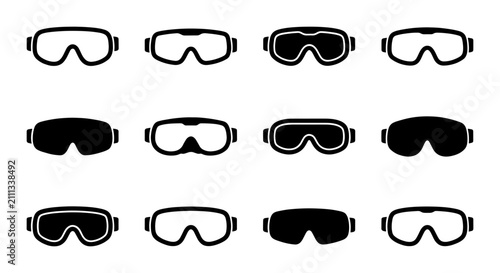 Foto Ski Goggles Vector Icons Set, Snowboard Eyewear Collection, Winter Sports Protec