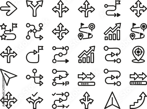 Black Arrow Icons Set with Direction Symbols Vector Collection for Web Business Logo Buttons Navigation Home Interface and Design Elements