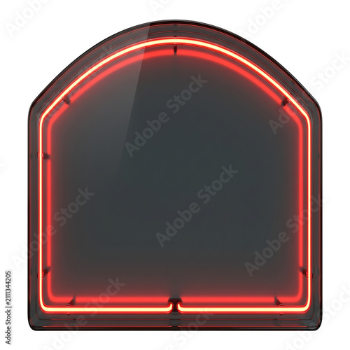 Red glowing neon sign frame with transparent background