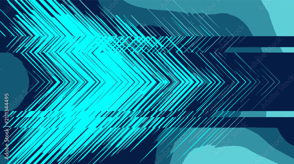 Obraz premium Abstract glitch background with cyan digital distortion, futuristic techno wave vector, neon blue geometric noise pattern for gaming and music