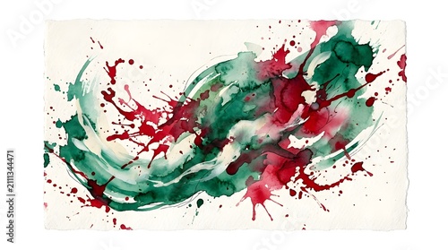 Dynamic Watercolor and Ink Composition in Iranian National Colors