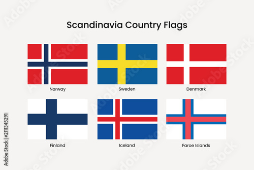 Принти на полотні Scandinavian flags colorful display element vector set