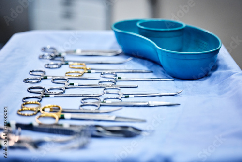 Surgical Tools Arranged on a Medical Table