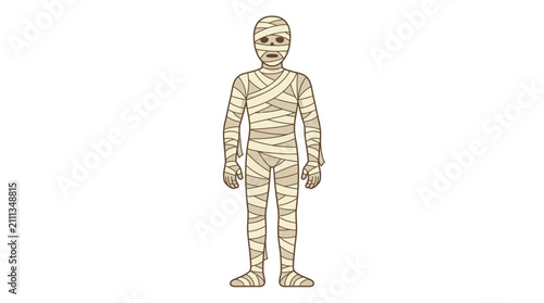 Foto Ancient Egyptian mummy character vector, spooky Halloween monster wrapped in ban