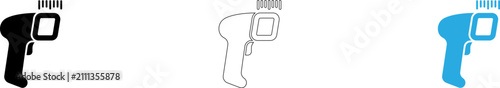 Foto Flat design hand-held scanner devices in black and blue isolated on transparent
