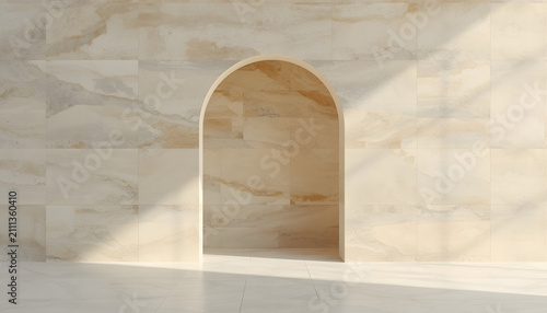 Minimalist Arched Architectural Niche in Natural Stone