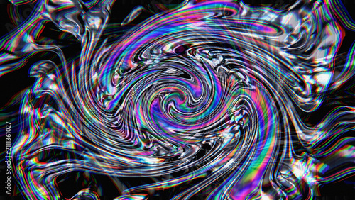 Bild auf Leinwand Abstract holographic vortex swirl with chromatic aberration on black background