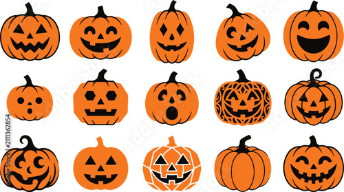 Set of cute candy corn characters with various funny facial expressions and poses for halloween holiday design projects isolated