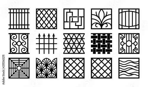 Bild auf Leinwand Decorative Grille Patterns, Ornate Metalwork Designs, Geometric Window Guards, W