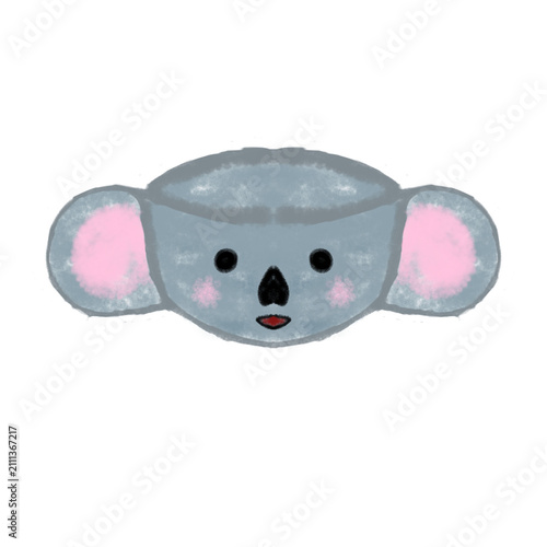 Canvas Print Glass or cute mug with koala minimalis desain, animal, Kids, cartoon, food, drin
