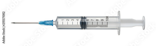 Foto Sterile medical syringe png Plastic disposable syringe cutout Clinical hypodermi