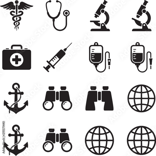 Medical & Healthcare Icons Collection – Hospital, Pharmacy, Laboratory, Anatomy, Emergency & Healthcare Vector Icon Set