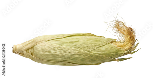 Fresh corn cob png Organic sweetcorn png Whole raw corn png Green corn husk png Unpeeled corn ear isolated transparent background image