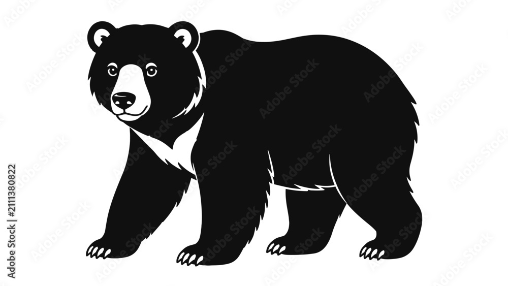 Naklejka premium Black bear vector illustration isolated on white background
