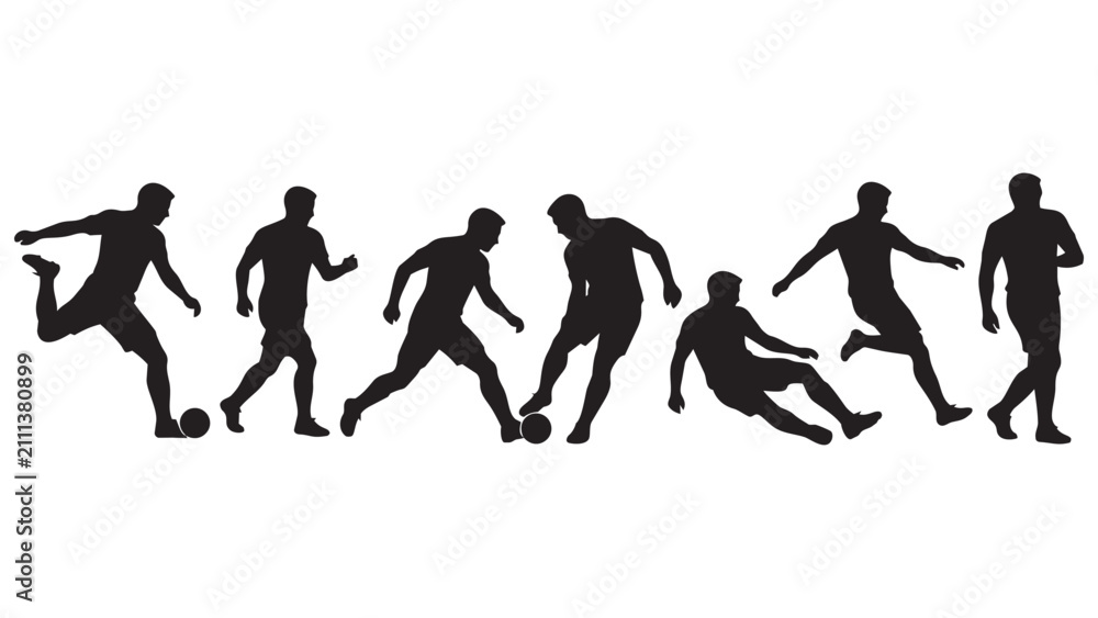 Obraz premium Silhouette of soccer players in action on a field