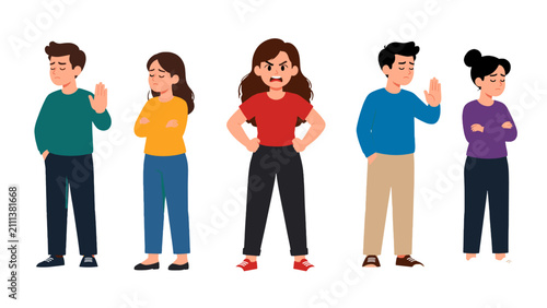 Tablou pe pânză Flat vector group of upset people showing disagreement