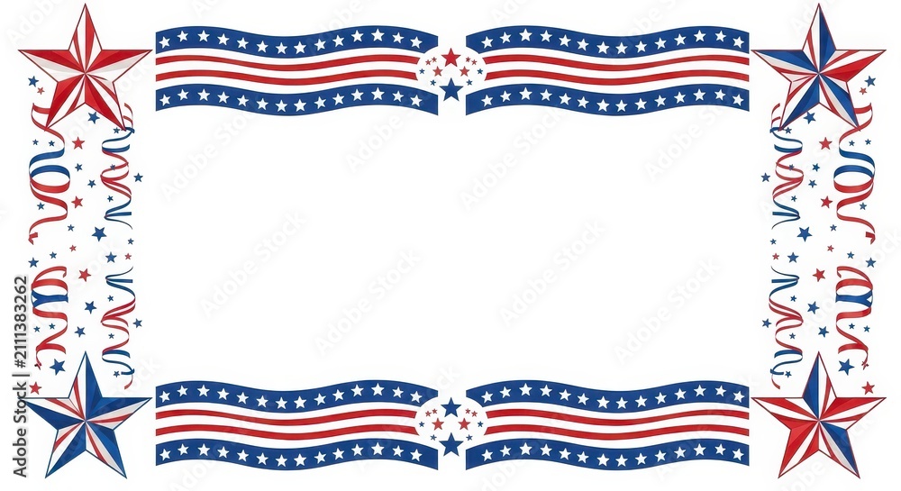 Obraz premium American Patriotic Frame with Stars and Stripes for 4th of July Independence Day Celebration Border Design