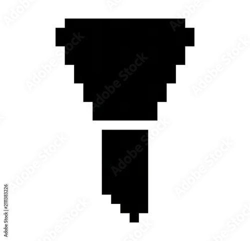 Data Filter Pixel Art Solid Icon, Black Funnel Filter Symbol