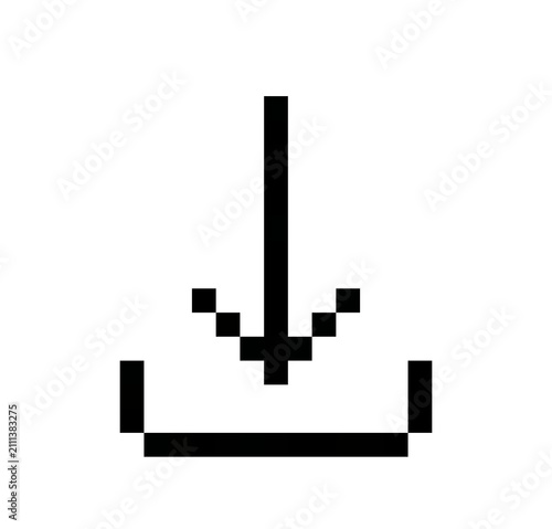 Download Pixel Art Line Icon, File Download Arrow Symbol
